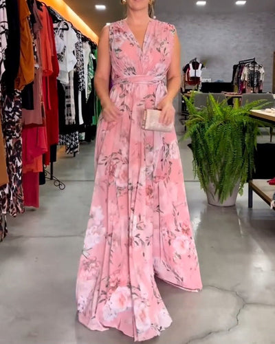 Venesa™ - Elegant Sleeveless V-neck Floral Print Dress