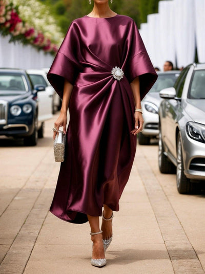 Elena Luxe Shimmer Satin Long Dress