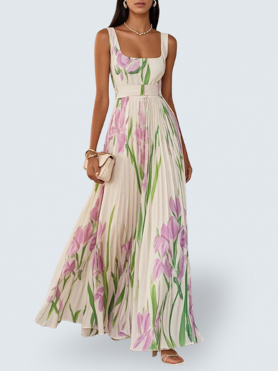 Ella Floral Pleated Maxi Dress