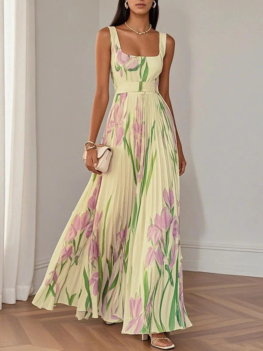 Ella Floral Pleated Maxi Dress