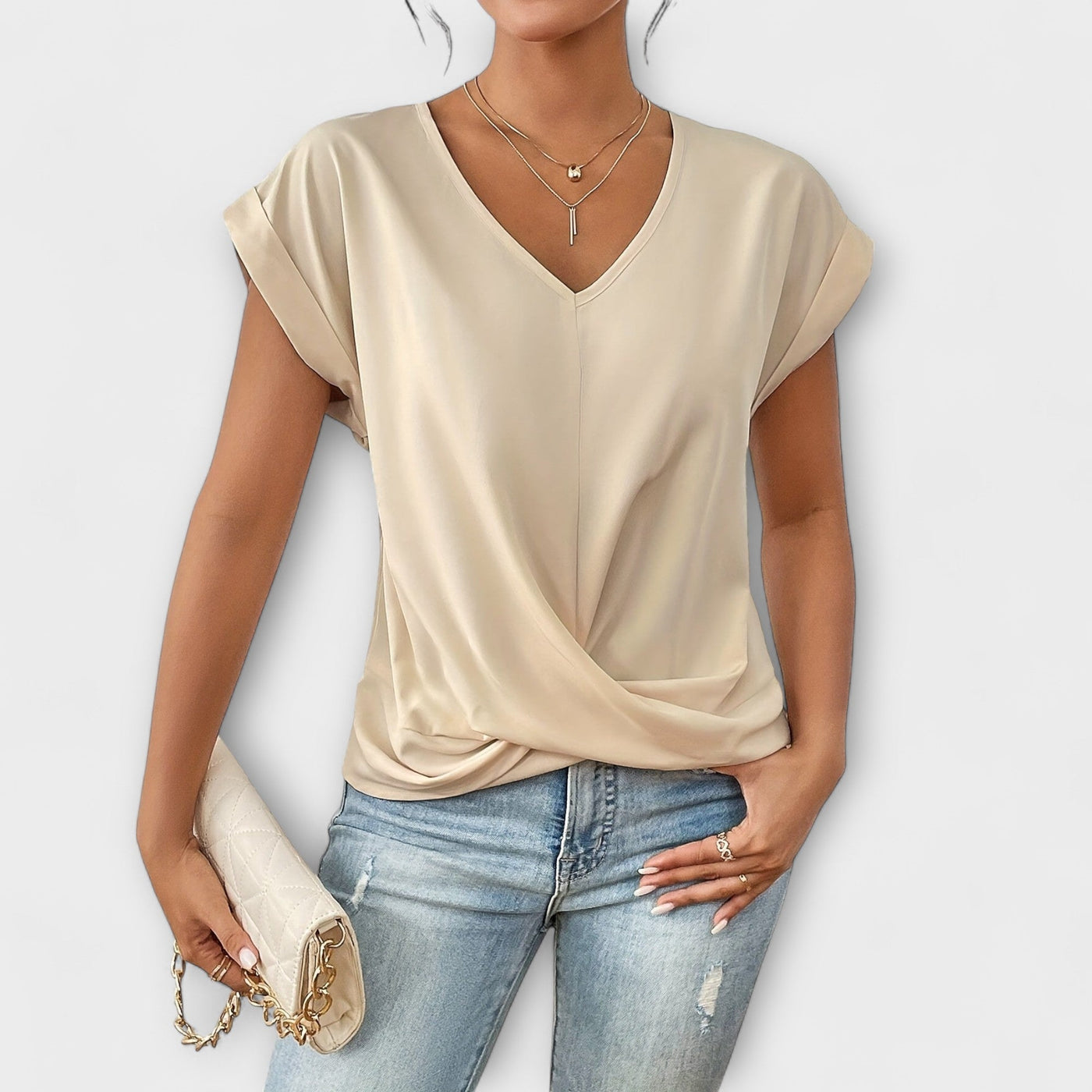 Eloise - V-neck Top with Knot Detail