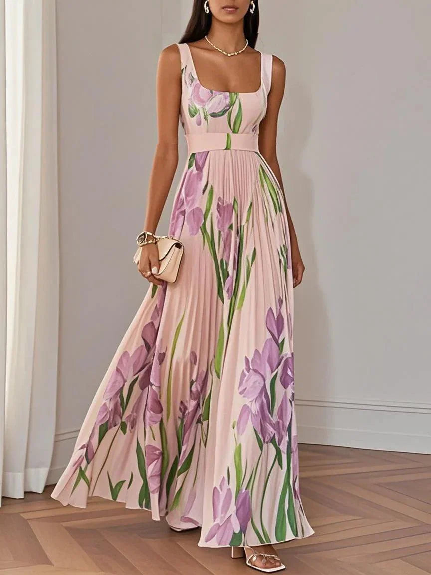 Ella Floral Pleated Maxi Dress