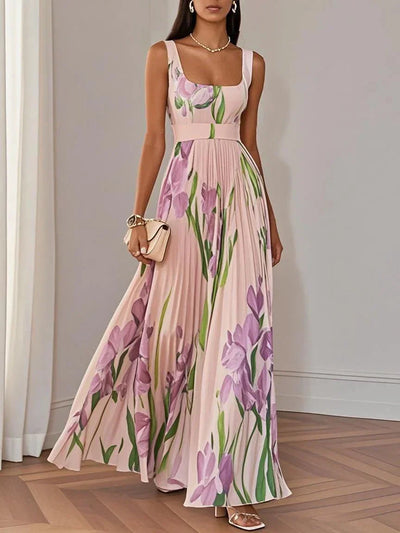 Ella Floral Pleated Maxi Dress