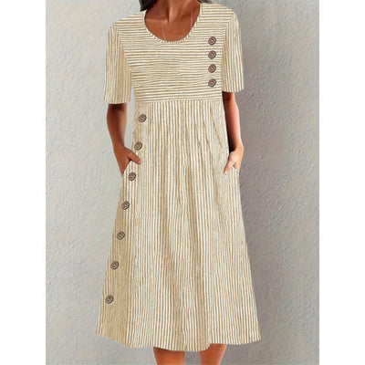 Aubrey Elegant Striped Summer Midi Dress