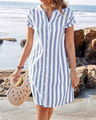 Elora Elegant Striped Shirt Dress