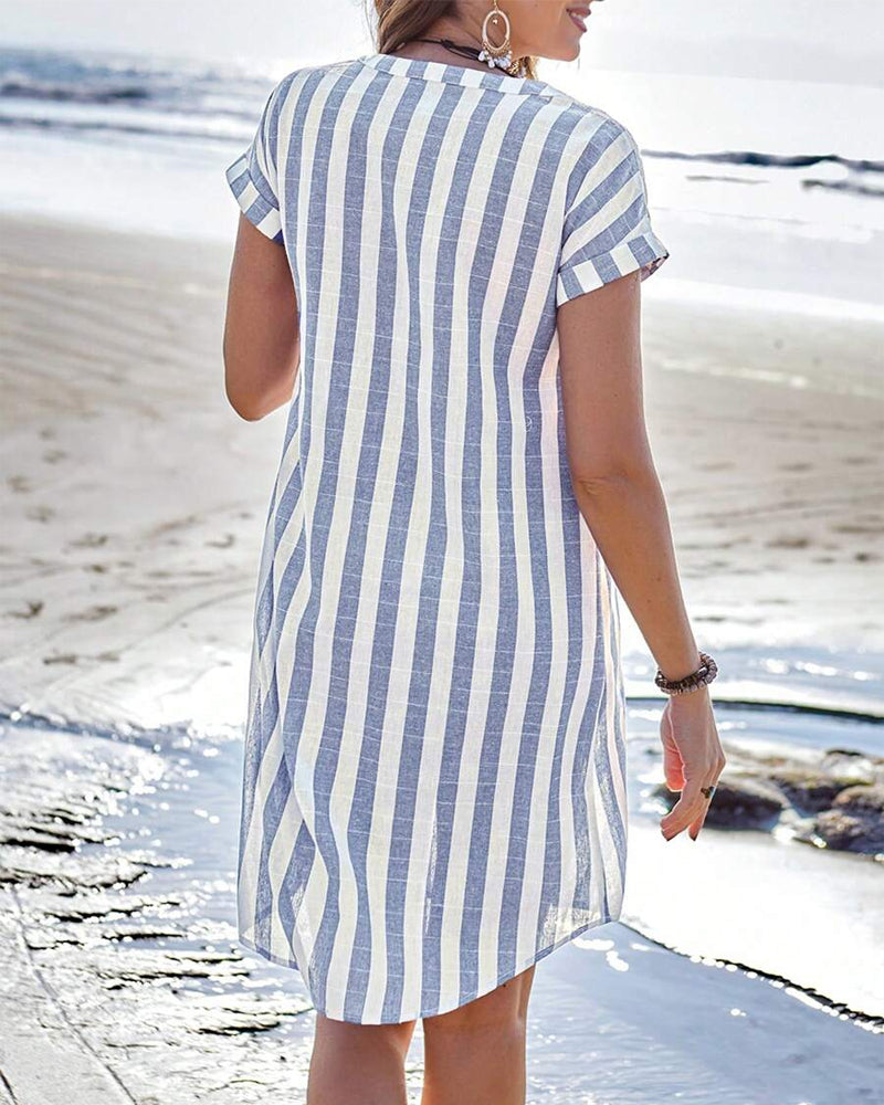 Elora Elegant Striped Shirt Dress