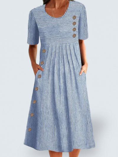 Aubrey Elegant Striped Summer Midi Dress
