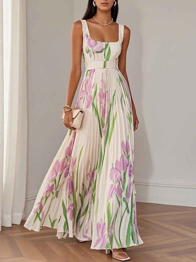 Ella Floral Pleated Maxi Dress