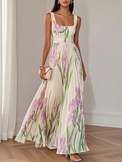 Ella Floral Pleated Maxi Dress
