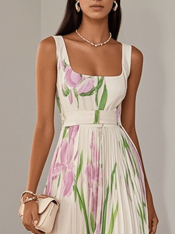 Ella Floral Pleated Maxi Dress