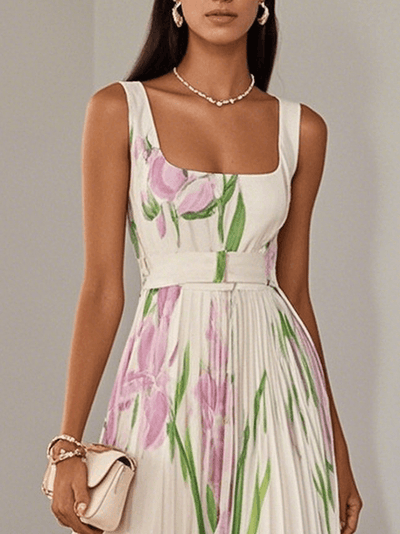 Ella Floral Pleated Maxi Dress