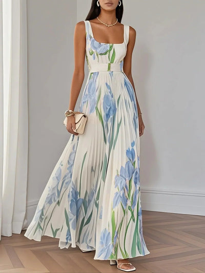 Ella Floral Pleated Maxi Dress