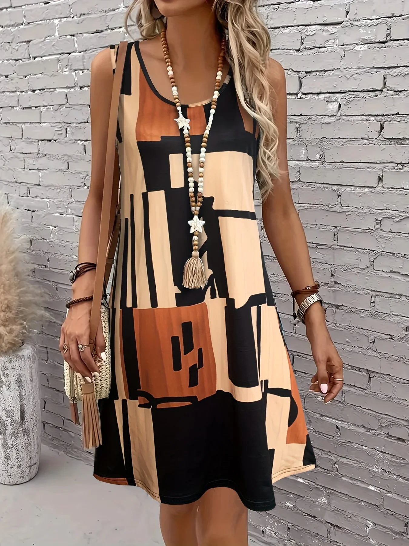 Elliette Stylish Casual Geometric Dress