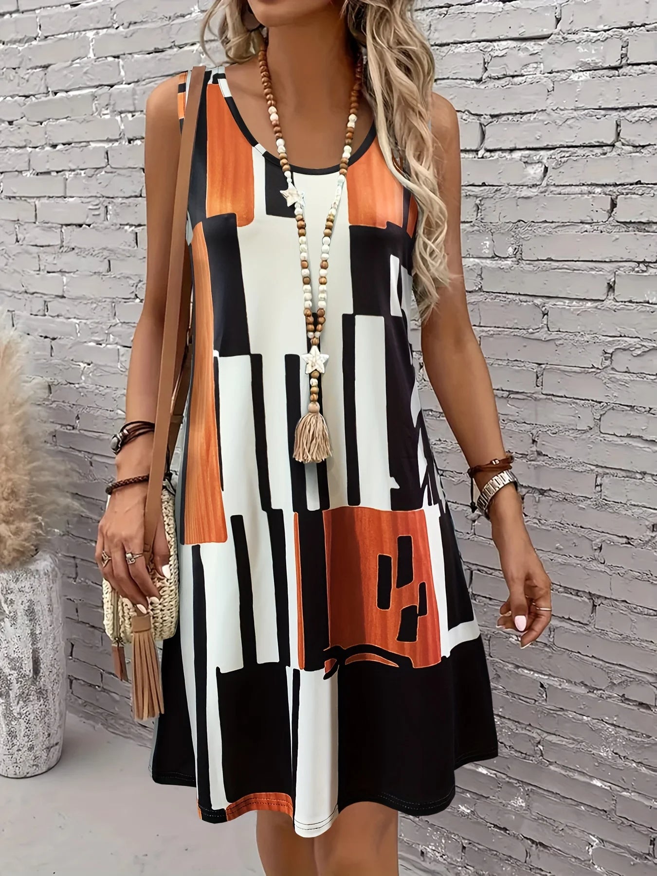 Elliette Stylish Casual Geometric Dress