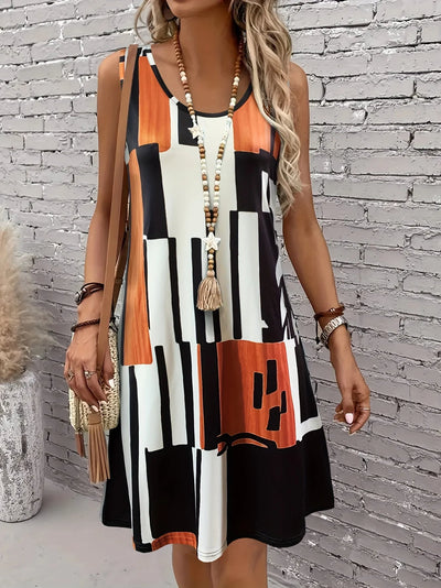 Elliette Stylish Casual Geometric Dress