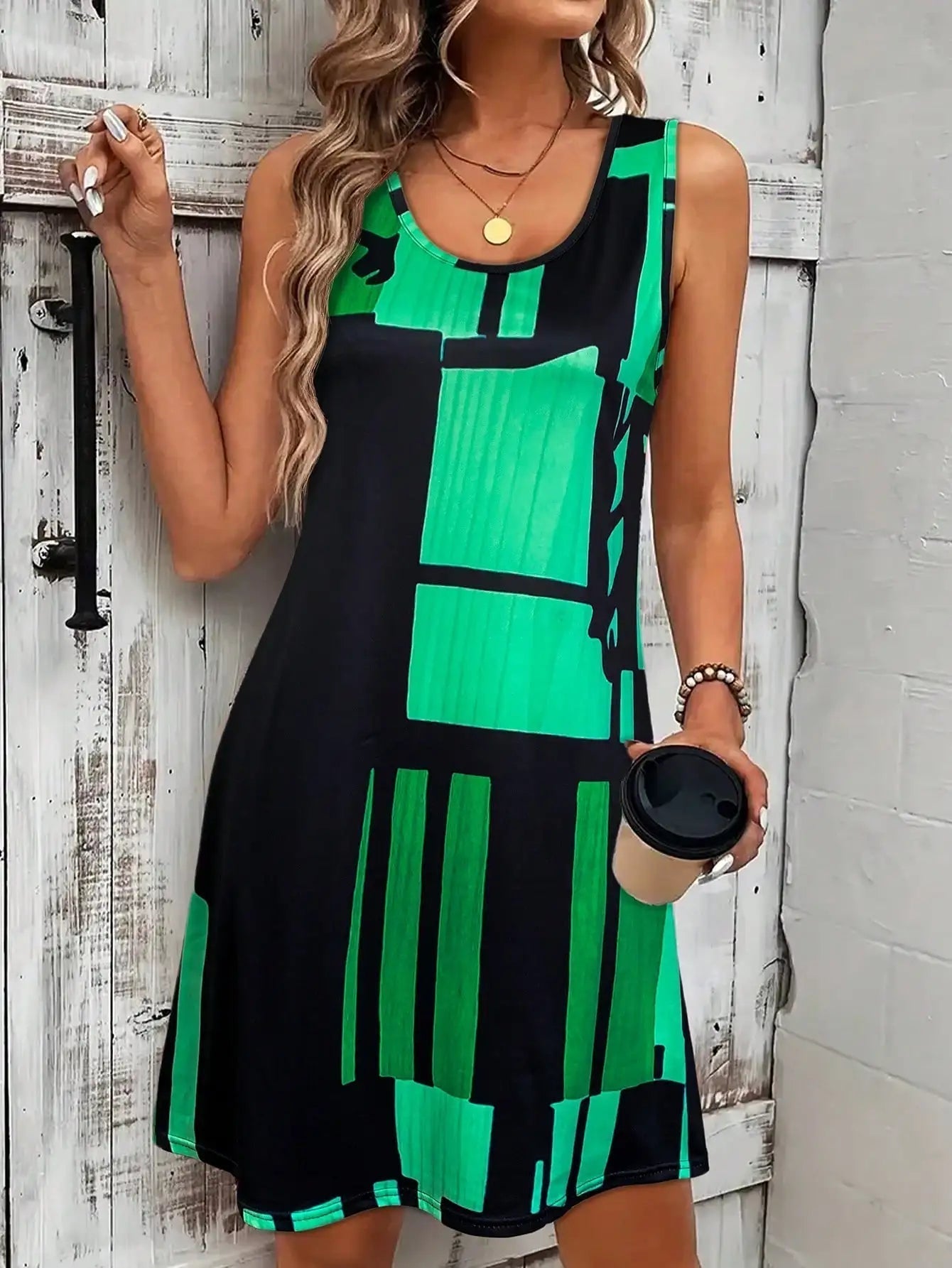 Elliette Stylish Casual Geometric Dress